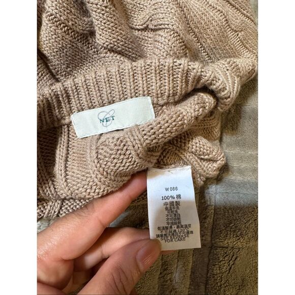 Net Men's beige cable knit crewneck sweater L - Picture 6 of 6